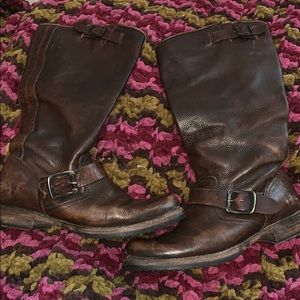 Frye Slouchy buckle boots brown size 8